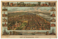 Harrisburg, Pennsylvania 1855 Bird's Eye View - Old Map Reprint