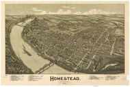 Homestead, Pennsylvania 1902 Bird's Eye View - Old Map Reprint