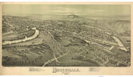 Honesdale, Pennsylvania 1890 Bird's Eye View - Old Map Reprint