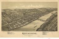 Kittanning, Pennsylvania 1896 Bird's Eye View - Old Map Reprint