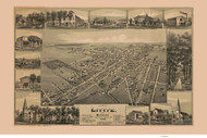 Lititz and Warwick, Pennsylvania 1887 Bird's Eye View - Old Map Reprint