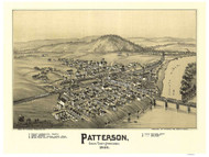 Patterson, Pennsylvania 1895 Bird's Eye View - Old Map Reprint