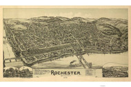 Rochester, Pennsylvania 1900 Bird's Eye View - Old Map Reprint