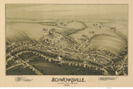 Schwenksville, Pennsylvania 1894 Bird's Eye View - Old Map Reprint