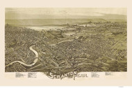 Scranton, Pennsylvania 1890 Bird's Eye View - Old Map Reprint
