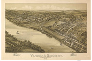 Verona and Oakmont, Pennsylvania 1896 Bird's Eye View - Old Map Reprint