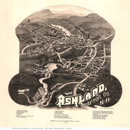 Ashland, New Hampshire 1883 Bird's Eye View - Old Map Reprint