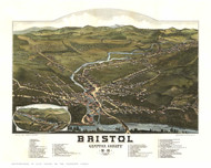 Bristol, New Hampshire 1884 Bird's Eye View - Old Map Reprint