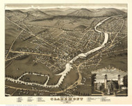 Claremont, New Hampshire 1877 Bird's Eye View - Old Map Reprint