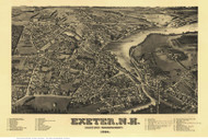 Exeter, New Hampshire 1884 Bird's Eye View - Old Map Reprint