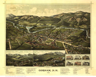 Gorham, New Hampshire 1888 Bird's Eye View - Old Map Reprint