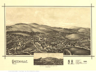 Greenville & Mason Village, New Hampshire 1886 Bird's Eye View - Old Map Reprint