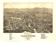 Laconia, New Hampshire 1883 Bird's Eye View - Old Map Reprint