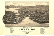 Lake Village, New Hampshire 1883 Bird's Eye View - Old Map Reprint