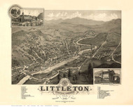 Littleton, New Hampshire 1883 Bird's Eye View - Old Map Reprint