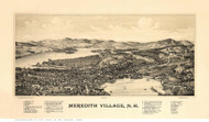 Meredith Village, New Hampshire 1889 Bird's Eye View - Old Map Reprint