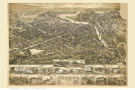 Nashua, New Hampshire 1883 Bird's Eye View - Old Map Reprint