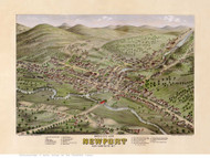 Newport, New Hampshire 1877 Bird's Eye View - Old Map Reprint