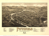 Pittsfield, New Hampshire 1884 Bird's Eye View - Old Map Reprint