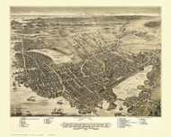 Portsmouth, New Hampshire 1877 Bird's Eye View - Old Map Reprint