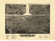Rochester, Gonic & East Rochester, New Hampshire 1884 Bird's Eye View - Old Map Reprint