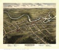 Rochester, New Hampshire 1877 Bird's Eye View - Old Map Reprint