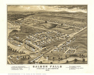 Salmon Falls, New Hampshire 1877 Bird's Eye View - Old Map Reprint