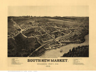South Newmarket, New Hampshire 1884 Bird's Eye View - Old Map Reprint