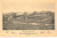 West Lebanon, New Hampshire 1889 Bird's Eye View - Old Map Reprint