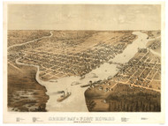 Green Bay and Fort Howard, Wisconsin 1867 Bird's Eye View