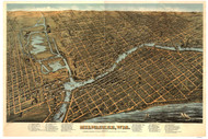 Milwaukee, Wisconsin 1872 Bird's Eye View