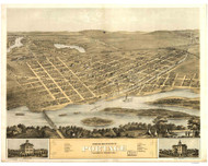Portage, Wisconsin 1868 Bird's Eye View