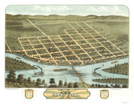 Sauk City, Wisconsin 1870 Bird's Eye View