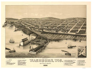 Washburn, Wisconsin 1886 Bird's Eye View