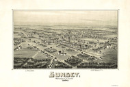 Sunset, Texas 1890 Bird's Eye View