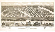 Ocean Grove and Asbury Park, New Jersey 1881 Bird's Eye View