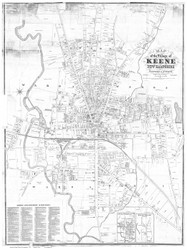 Keene 1873 Sanford & Everts - Old Map Reprint - New Hampshire Towns Other