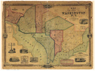 Washington DC 1851 - Boschke - Old Map Reprint