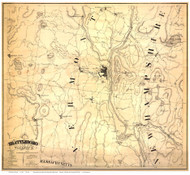 Brattleboro 1860 Grau - Old Map Reprint - Vermont Towns Other