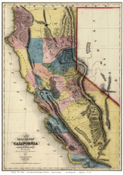 California 1851 Gibbes - Old State Map Reprint