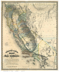 California 1857 Goddard - Old State Map Reprint