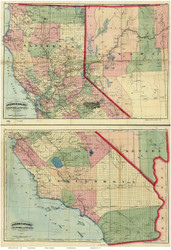 California 1874 Asher & Adams - Old State Map Reprint