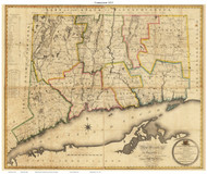 Connecticut 1813 Warren - Old State Map Reprint