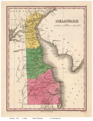 Delaware 1824 Finley - Old State Map Reprint