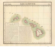 Hawaiian Islands 1827 Vandermaelen - Old State Map Reprint