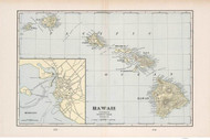 Hawaiian Islands 1901 Cram - Old State Map Reprint