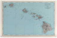 Hawaiian Islands 1912 Rand McNally - Blue - Old State Map Reprint