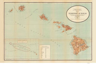 Hawaiian Islands 1918 Berthrong - Old State Map Reprint