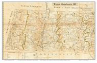 Western Massachusetts 1801 Carleton - Old State Map Custom Print - Excerpted from the 1801 Carleton Map