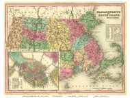 Massachusetts 1836 Tanner - Old State Map Reprint